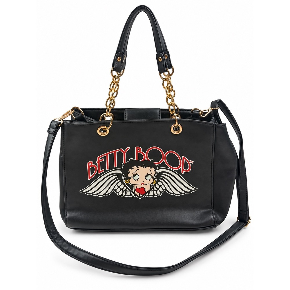 Betty Boop Vintage Y2K 90s Collector Retro Black Leather Crossbody Shoulder Bag